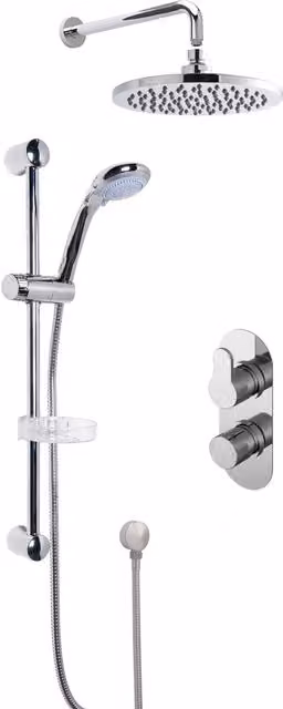 Balterley Concealed Twin Valve Bar Set with Multi Function Slide Rail Kit and Arm Head in Silver Chrome