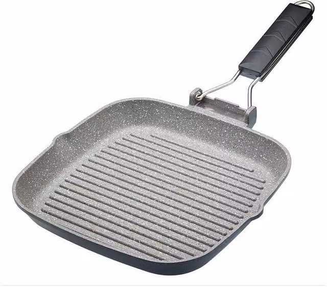 MasterClass Non-Stick Cast Aluminium 24cm Grill Pan with Removable Handle, Grey – 2