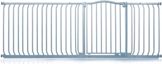 Safetots Curved Top Safety Gate in Matt Grey, Extendable No-Drill Swing Door for Doors and Stairs, Width: 207 cm - 216 cm
