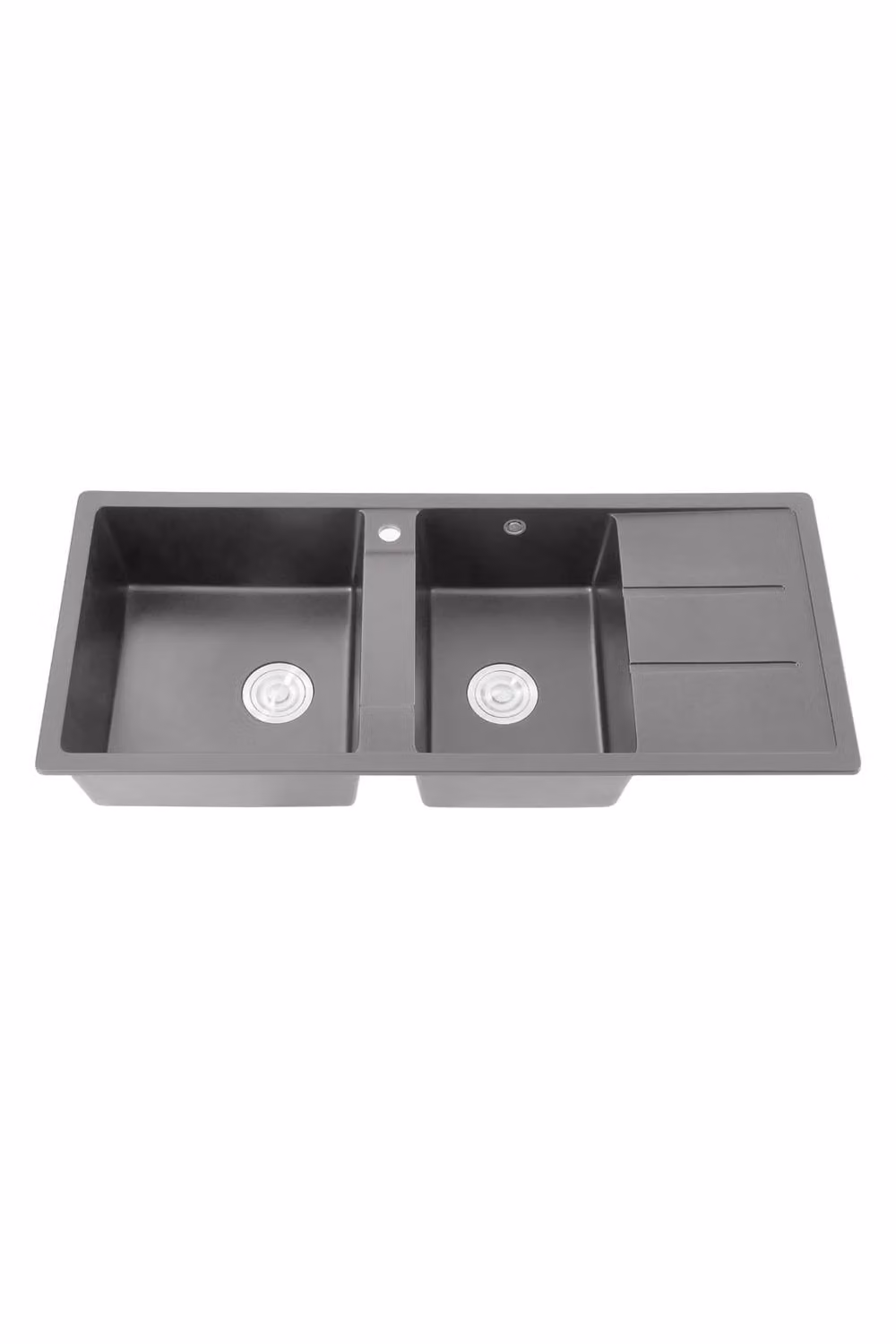 Living and Home Double Bowl Granite Composite Kitchen Sink with Waste Kit in Grey – 2