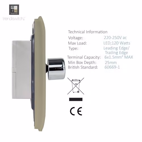 Trendi Switch 4 Gang 150w Rotary LED Dimmer Light Switch in Gold – 2