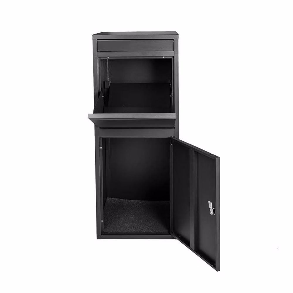 Dprodo Waterproof Steel Parcel and Letter Drop Box with Secure Storage, Black, H: 103.0 cm, W: 41.0 cm, D: 38.0 cm – 5