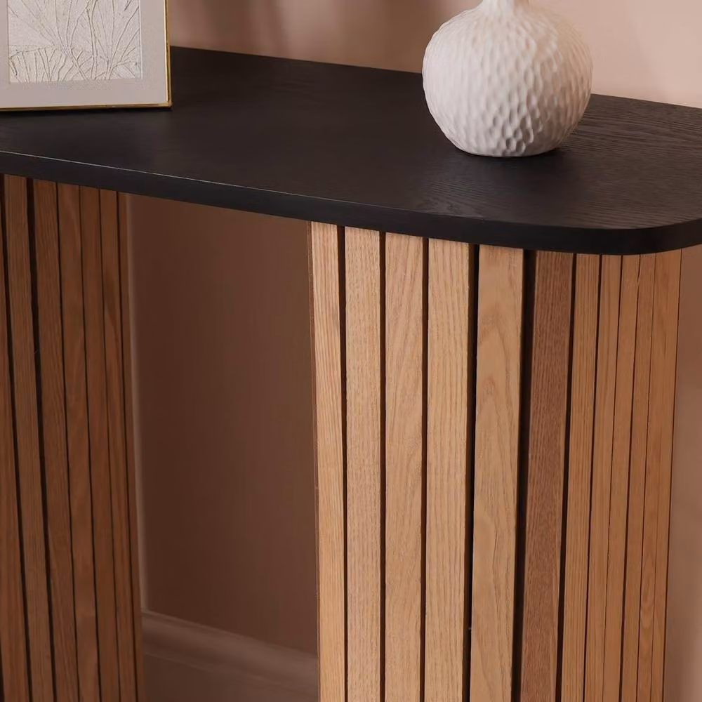 OHS Madison Ribbed Engineered Wood Console Table in Black and Multicolour – 2