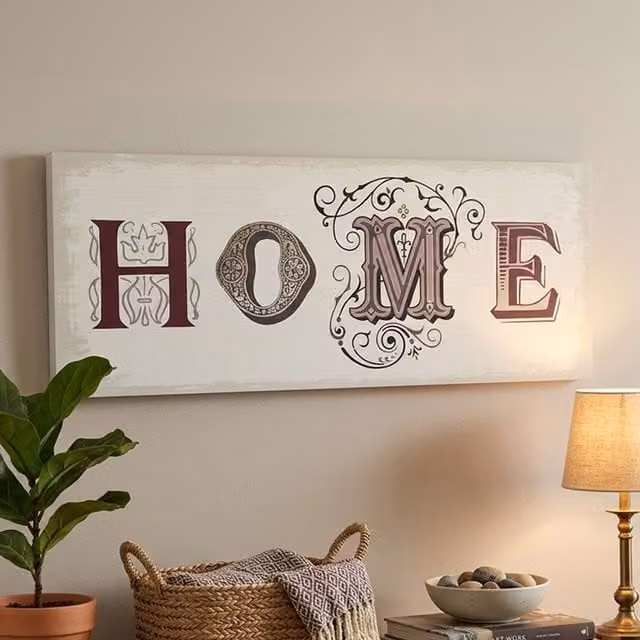 Orsina Home Rustic Wooden Wall Plaque with Home Typography in White – 1