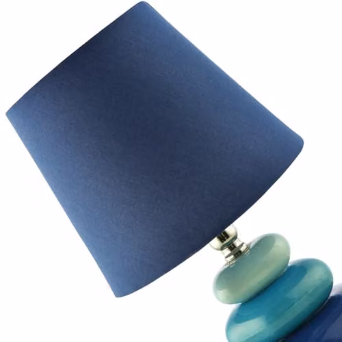 Happy Homewares Modern Ceramic Pebble Table Lamp in Blue, Turquoise and Petrol with Fabric Shade, H 30 cm x W 18 cm x D 18 cm – 2