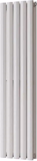 Omeara White Vertical Double Panel Radiator with Feet, H: 120 cm, W: 29 cm, D: 5 cm
