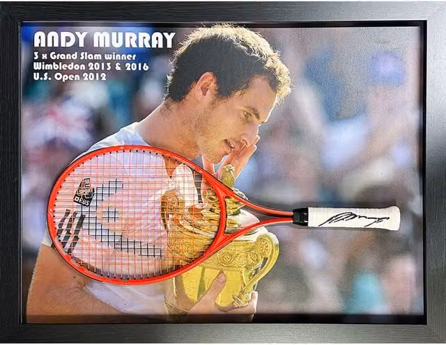 Sir Andy Murray Signed and Framed Head Tennis Racket in Red