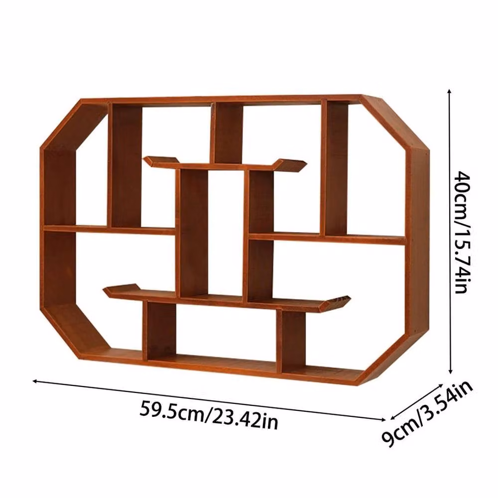 KORVIXA Brown Pine Cube Wall Mounted Display Shelf with Open Back Design – 2