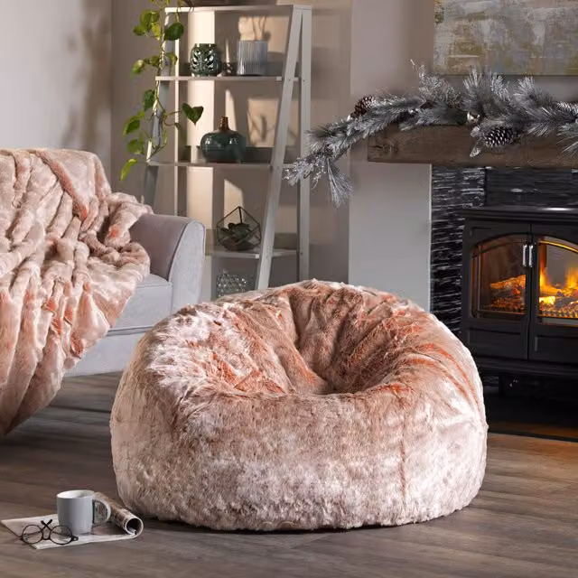 ICON Classic Faux Fur Bean Bag in Pink, OEKO-TEX Certified