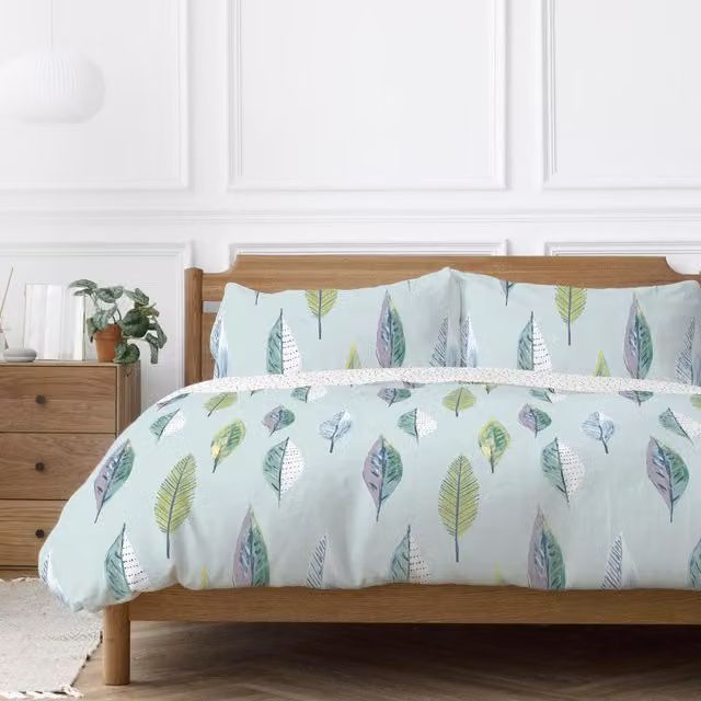 Copenhagen Home Floral Nature Duvet Cover and Pillowcase Set in Blue, Pink and White, 180 x 200 cm