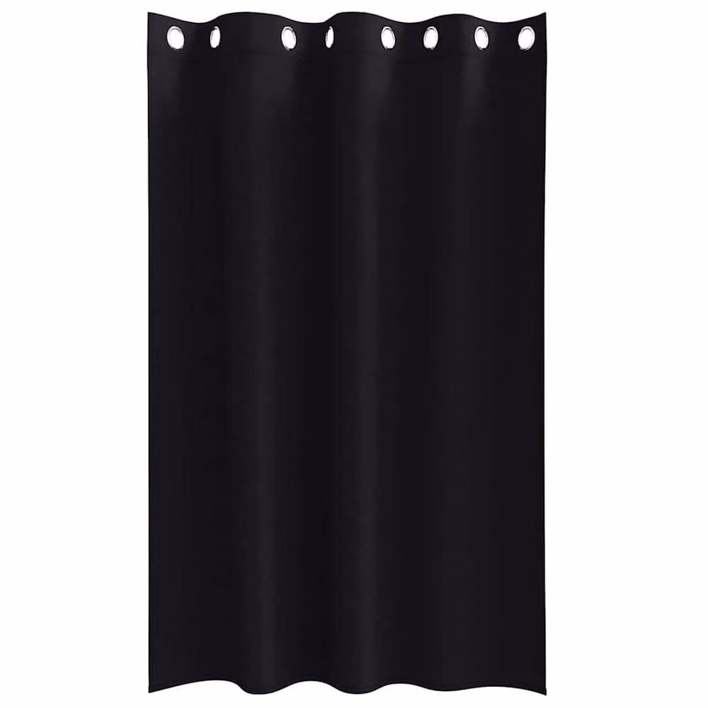 Berkfield Home Bright Black Polyester Eyelet Curtains, 2 Pack, W: 140 cm, H: 175 cm – 3