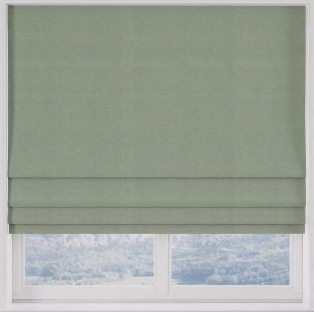 Terrys Modena Recycled Made to Measure Roman Blind in Green Leaf Pattern Blackout Polyester