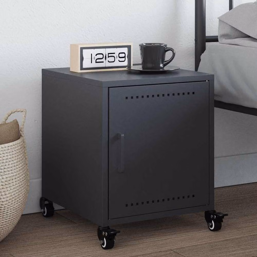 Berkfield Home Anthracite Metal Bedside Cabinet, W/D/H: 36 x 39 x 43.5 cm – 2