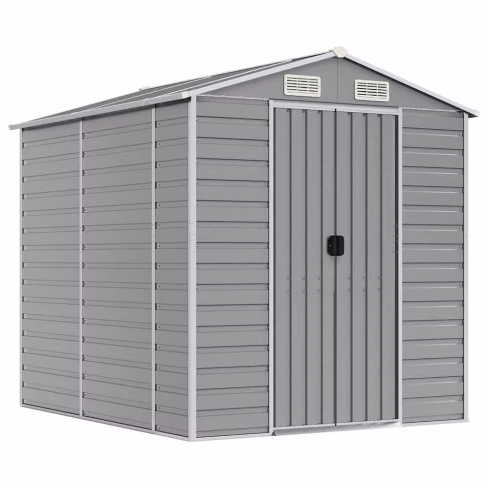 Berkfield Home Garden Shed in Light Grey Galvanised Steel W/D/H: 191 x 215 x 198 cm – 2