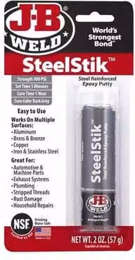 J-B Weld SteelStik Heat Resistant Epoxy Putty, White and Grey, 57 g