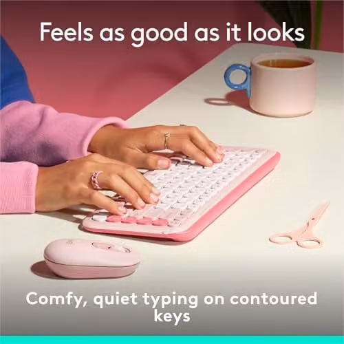 Logitech Pop Icon Keys Wireless Bluetooth Keyboard with Scissor Keys in Black, Pink or White – 3