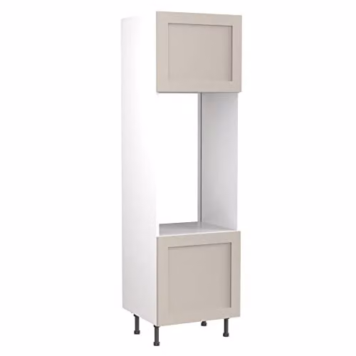 Kitchen Kit Shaker Door Double Oven Housing Unit in Light Grey Matt, W: 60.0 cm, D: 57.0 cm, H: 212.0 cm