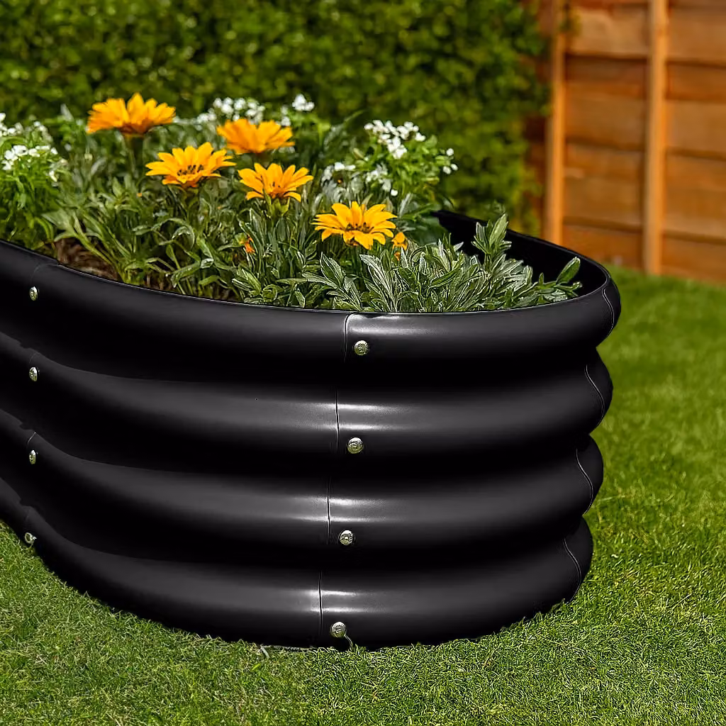 Harbour Housewares Set of 2 Raised Galvanised Steel Garden Beds in Black, W/D/H: 180 x 90 x 30 cm – 3