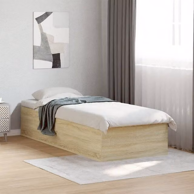 Berkfield Home Sonoma Oak Bed Frame in Beige, W/D/H: 100 x 200 cm – 1