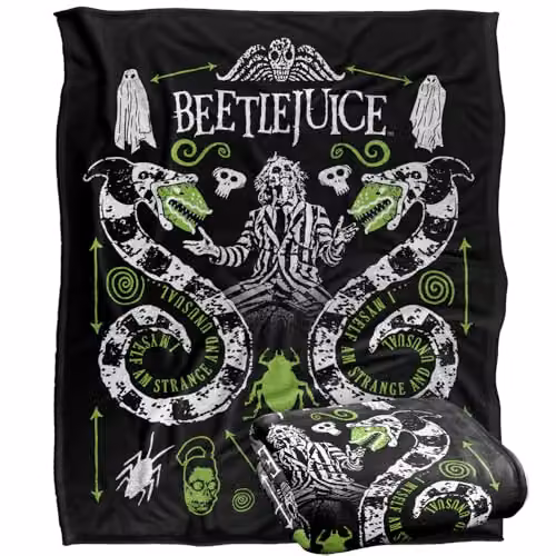 LOGOVISION Beetlejuice 1988 Double Worms Super Soft Silky Touch Fleece Throw Blanket, Multicolour, W: 152.4 cm x D: 127 cm