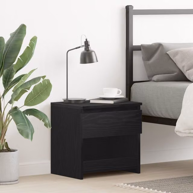 Berkfield Home Black Oak Nightstand in Black, W/D/H: 40 x 30 x 39 cm – 1