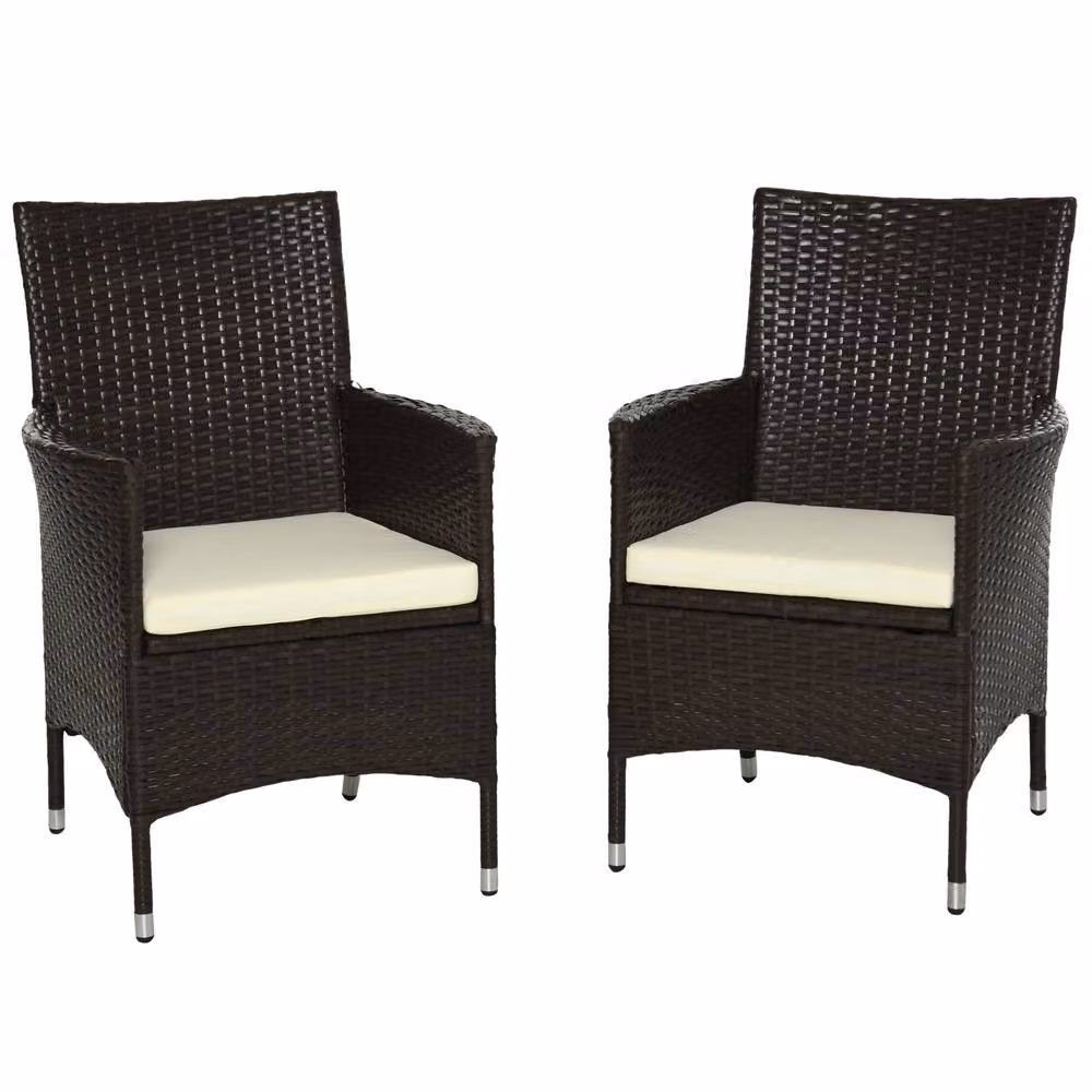 STILVORA Set of 2 Modern Brown Dining Chairs with Rattan and Metal Frame – 4