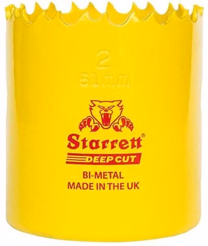 Starrett Dch0200 Deep Cut Bi-Metal Hole Saw, 51 mm, Yellow