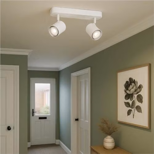 Loops Modern White LED Cylinder Ceiling Spotlight for Bathroom and Garden, IP44 Rated, H: 13.0 cm, W: 8.0 cm – 1