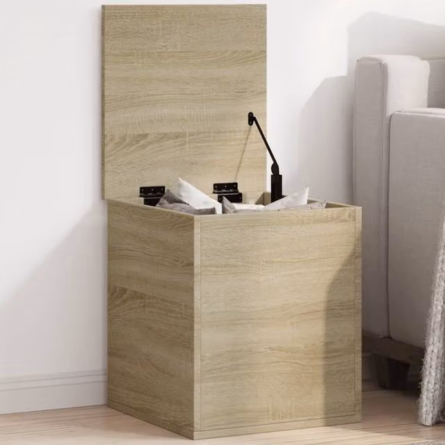 Berkfield Home Sonoma Oak Storage Box in Brown, W: 40 cm, D: 42 cm, H: 46 cm