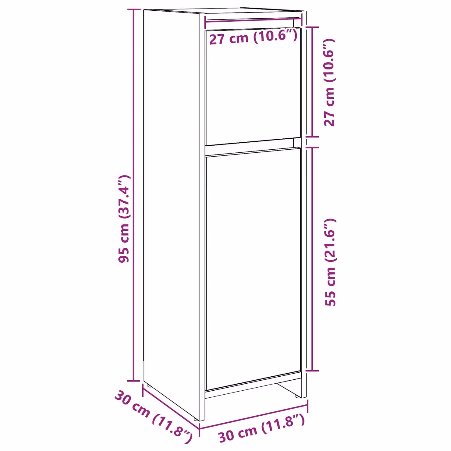 Berkfield Home Modern Black Oak Bathroom Cabinet, W/D/H: 30 x 30 x 95 cm – 4