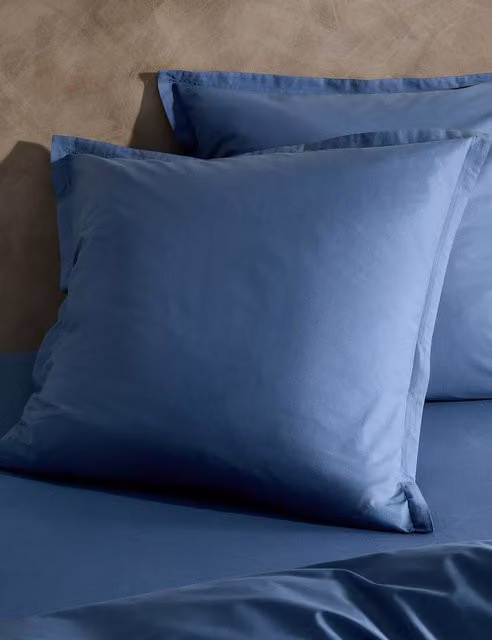 M&S x Fired Earth 2 Pack Washed Cotton Square Pillowcases in Carbon Blue