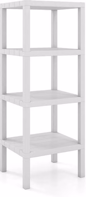 VOGREX 4-Tier Freestanding Plastic Utility Storage Rack in White