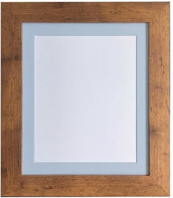 Frames & Mirrors 4U Metro Vintage Walnut Wood Frame with Blue Mount, Image Size: 50 x 70 cm