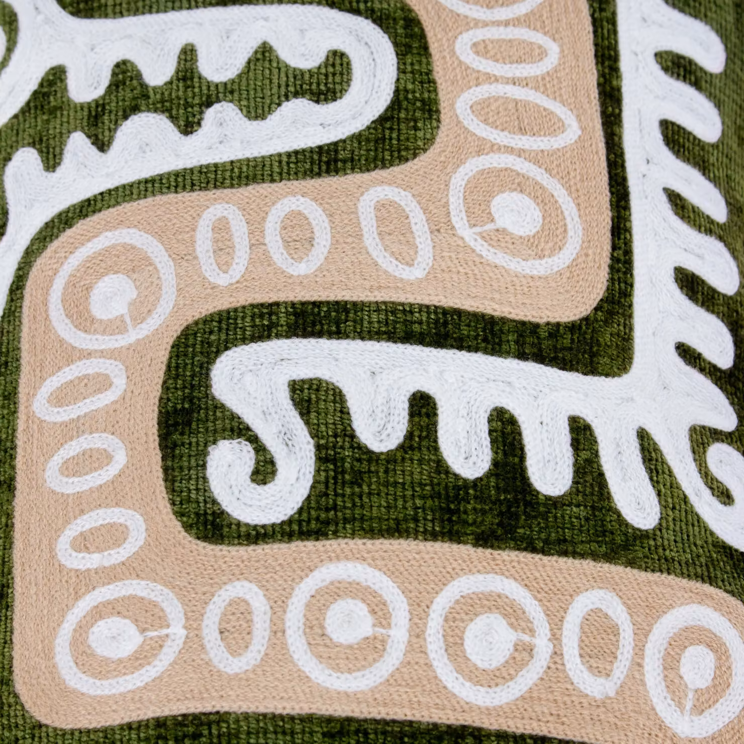 Terrys Green Oriental Graphic Chenille and Cotton Rectangular Cushion W: 50 cm, H: 30 cm – 4