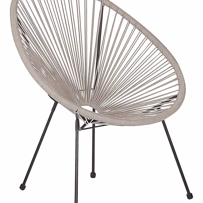 Wyld and Coco Light Grey PE Rattan Papasan Garden Lounge Chair with Powder Coated Steel Base