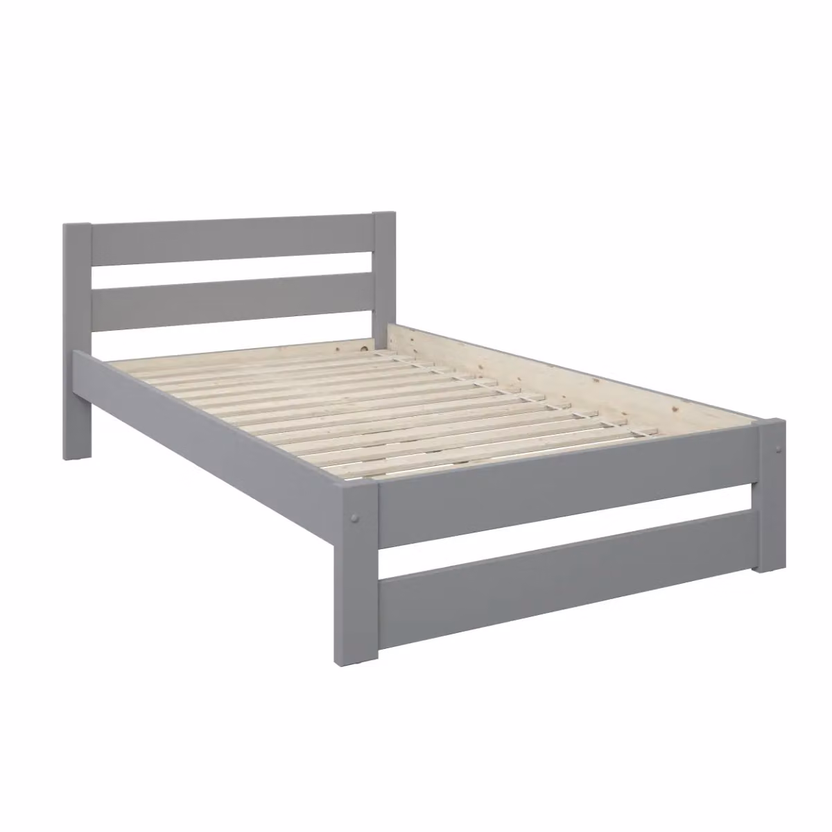 Noomi Tera Modern Small Double Bed in Grey Lacquered Solid Pine Wood W/D/H: 120 x 200 cm – 2