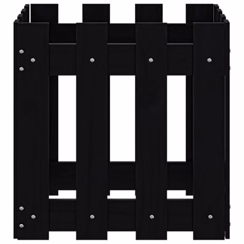 vidaXL Garden Planter with Fence Design in Black Solid Wood, W/D/H: 40 x 40 x 40 cm – 5