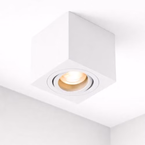 CGC Lighting Modern White Square Surface Mount Adjustable Tilt GU10 Ceiling Spotlight