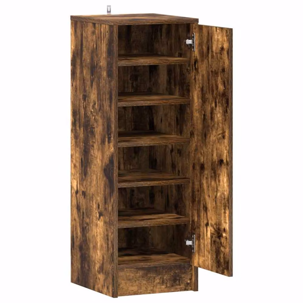 Berkfield Home Smoked Oak Shoe Cabinet in Brown, W/D/H: 32 x 35 x 92 cm – 4