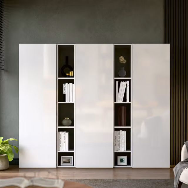 Decorotika Lourdes Wall Mounted Modern High Gloss Entertainment Center in White and Black