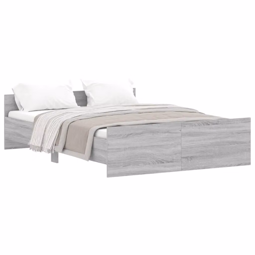 Berkfield Home Bed Frame with Headboard and Footboard in Grey Sonoma, W/D/H: 140 x 190 cm – 2