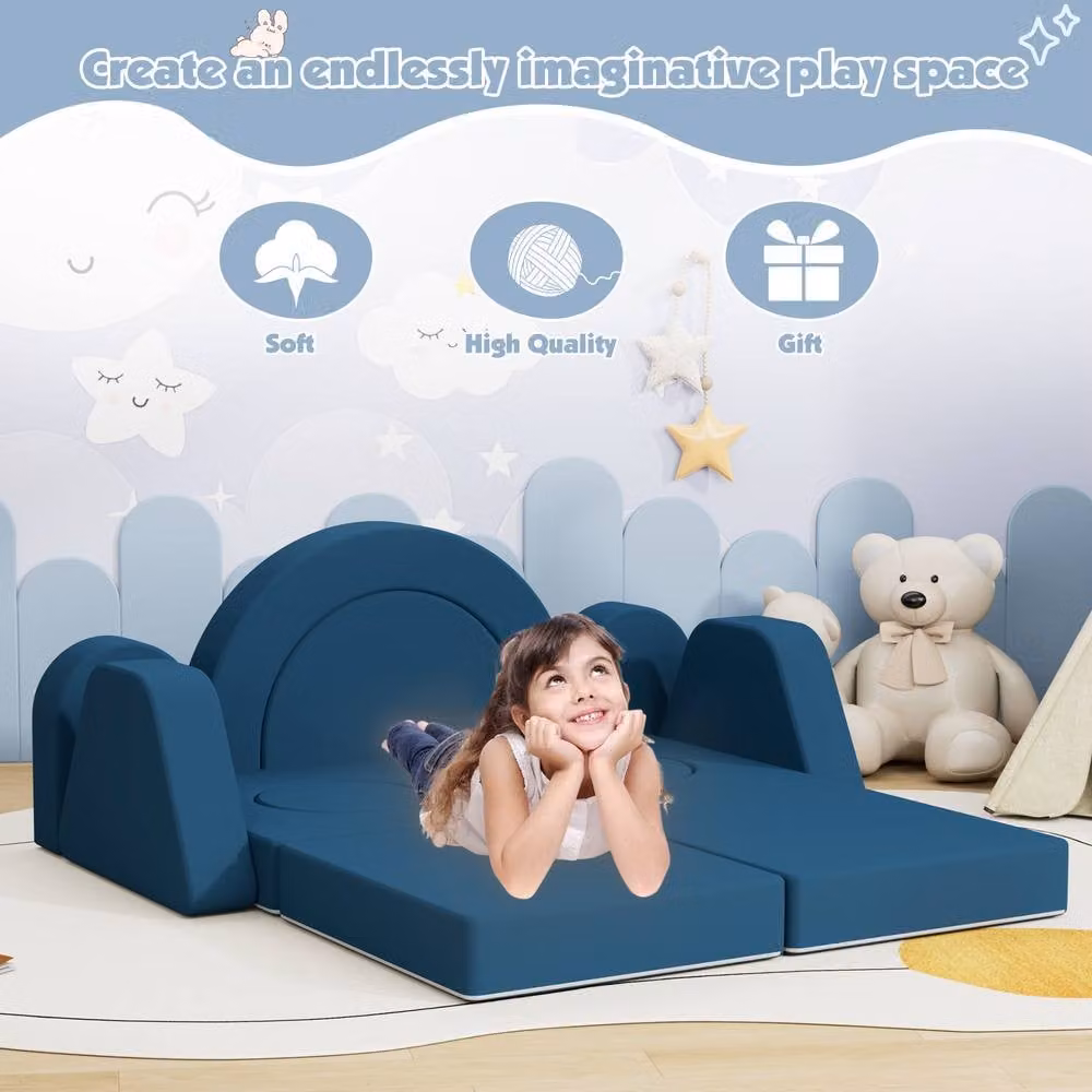 KEEPREAPER Modular Kids Foam Play Sofa Bed in Blue – 6