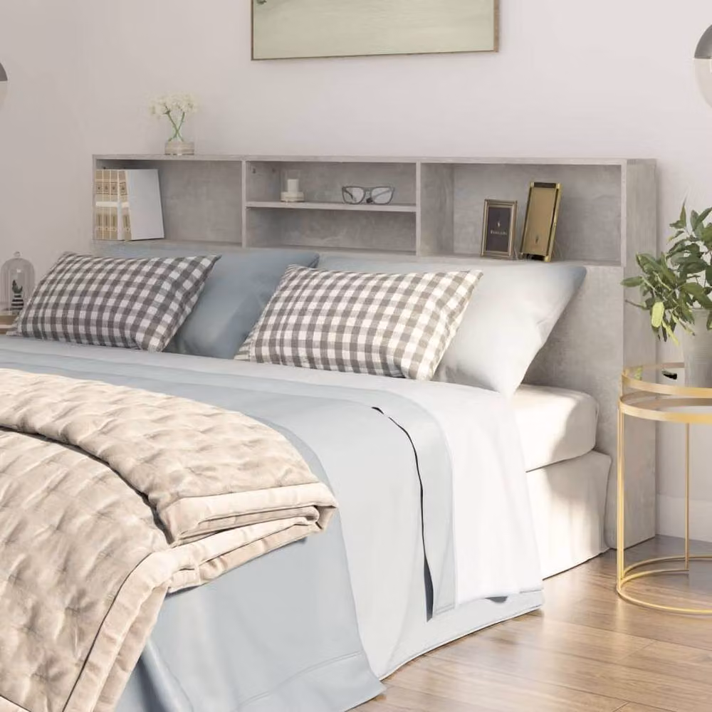 Berkfield Home Modern Headboard Cabinet in Concrete Grey, W/D/H: 200 x 19 x 103.5 cm – 1