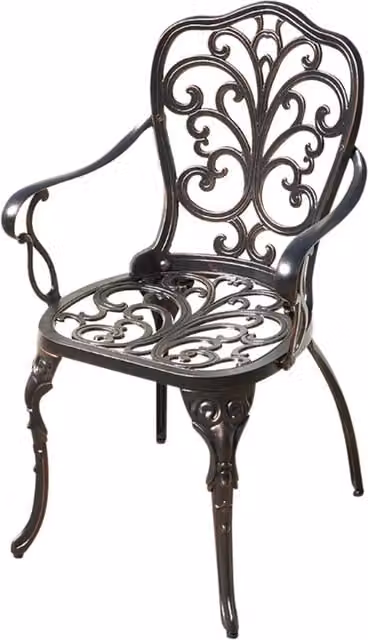 TrueShopping Cast Aluminium Garden Furniture Set in Black with 2 Armchairs