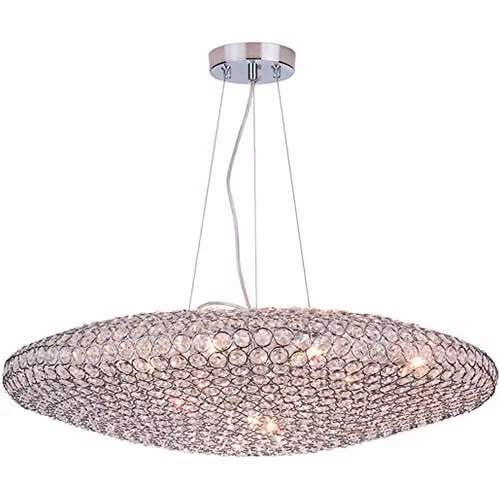 Netlighting Treasure Suspended Crystal Pendant Ceiling Light in Chrome and Silver, H 120 cm x W 67 cm x D 67 cm