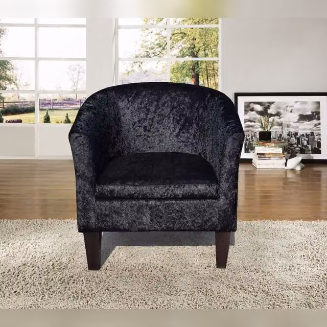 Comfy Living Ltd Crush Velvet Tub Chair in Black – 1