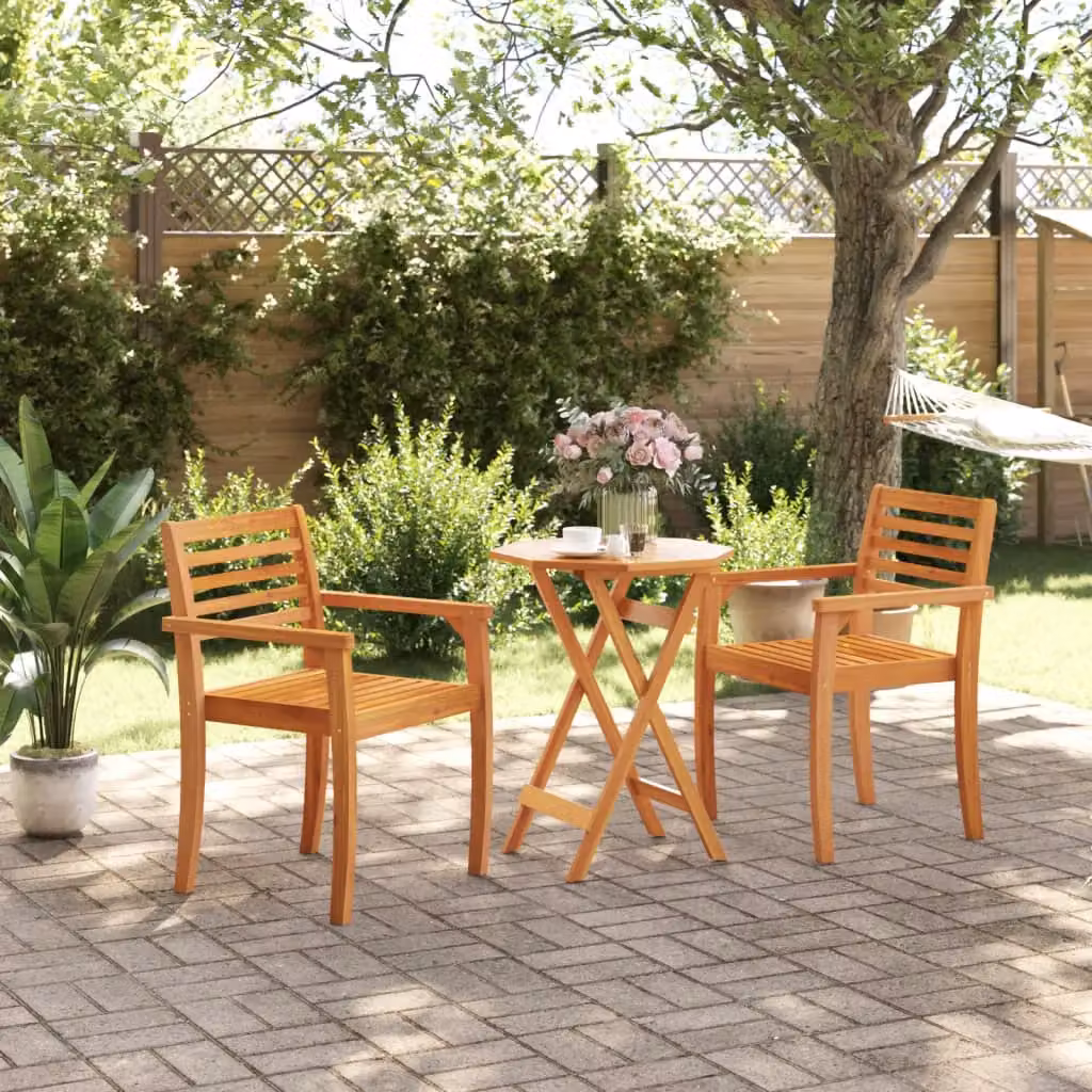 Berkfield Home Folding Acacia Wood Garden Table in Brown, W/D/H: 60 x 60 x 75 cm – 3