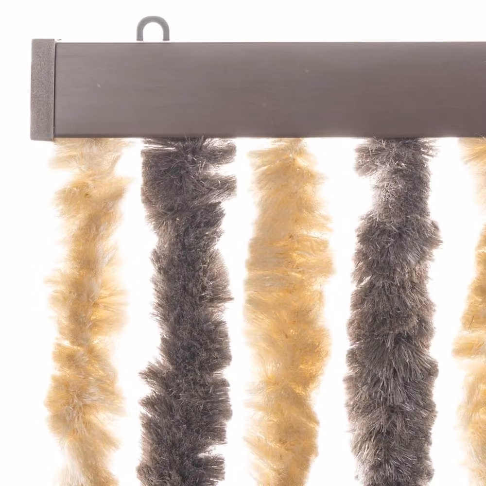 Berkfield Home Chenille Fly Curtain in Dark Brown and Beige, W: 100 cm, H: 220 cm – 4