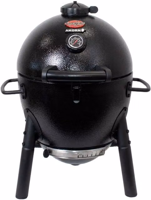 Char-Griller Akorn Jr. Kamado Charcoal Grill with Thermometer in Black
