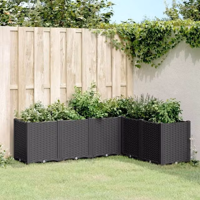 Berkfield Home Black Plastic Garden Planter Tub W: 160 cm, D: 120 cm, H: 53 cm